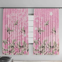 Cranes Sakura Floral Pink Pastel Window Curtain Hawaii Japan Culture - Polynesian Pride
