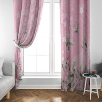 Cranes Sakura Floral Pink Pastel Window Curtain Hawaii Japan Culture - Polynesian Pride