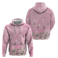 Cranes Sakura Floral Pink Pastel Zip Hoodie Hawaii Japan Culture - Polynesian Pride