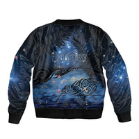 Personalised Matariki Kiwi Sleeve Zip Bomber Jacket Silver Fern LT01 - Polynesian Pride