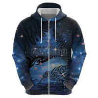 Personalised Matariki Kiwi Zip Hoodie Silver Fern LT01 - Polynesian Pride