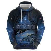 Personalised Matariki Kiwi Zip Hoodie Silver Fern LT01 - Polynesian Pride