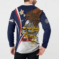 Personalized American Samoa Button Sweatshirt Amerika Samoa Bald Eagle
