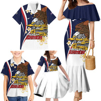 Personalized American Samoa Family Matching Mermaid Dress and Hawaiian Shirt Amerika Samoa Bald Eagle