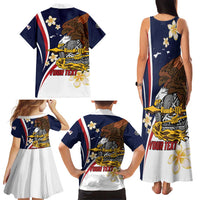 Personalized American Samoa Family Matching Tank Maxi Dress and Hawaiian Shirt Amerika Samoa Bald Eagle