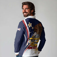 Personalized American Samoa Long Sleeve Polo Shirt Amerika Samoa Bald Eagle