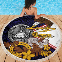 American Samoa Eagle Kava Bowl Beach Blanket Plumeria Polynesian Pattern LT01 - Polynesian Pride