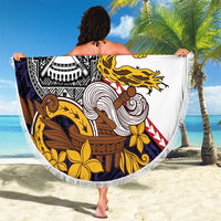 American Samoa Eagle Kava Bowl Beach Blanket Plumeria Polynesian Pattern LT01 - Polynesian Pride