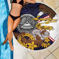 American Samoa Eagle Kava Bowl Beach Blanket Plumeria Polynesian Pattern LT01 - Polynesian Pride