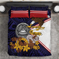 American Samoa Eagle Kava Bowl Bedding Set Plumeria Polynesian Pattern LT01 Black - Polynesian Pride