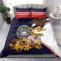 American Samoa Eagle Kava Bowl Bedding Set Plumeria Polynesian Pattern LT01 - Polynesian Pride