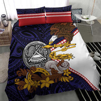 American Samoa Eagle Kava Bowl Bedding Set Plumeria Polynesian Pattern LT01 - Polynesian Pride
