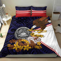American Samoa Eagle Kava Bowl Bedding Set Plumeria Polynesian Pattern LT01 - Polynesian Pride