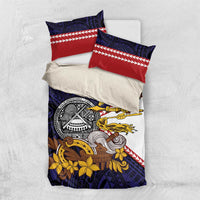 American Samoa Eagle Kava Bowl Bedding Set Plumeria Polynesian Pattern LT01 US Twin 172cm x 218cm Black - Polynesian Pride