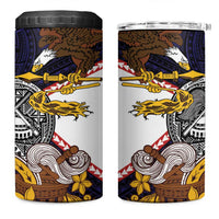 American Samoa Eagle Kava Bowl 4 in 1 Can Cooler Tumbler Plumeria Polynesian Pattern LT01 One Size: 16 oz Black - Polynesian Pride