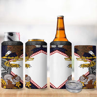 American Samoa Eagle Kava Bowl 4 in 1 Can Cooler Tumbler Plumeria Polynesian Pattern LT01 - Polynesian Pride