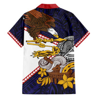 American Samoa Eagle Kava Bowl Family Matching Off The Shoulder Long Sleeve Dress and Hawaiian Shirt Plumeria Polynesian Pattern