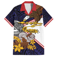 American Samoa Eagle Kava Bowl Family Matching Short Sleeve Bodycon Dress and Hawaiian Shirt Plumeria Polynesian Pattern