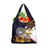 American Samoa Eagle Kava Bowl Grocery Bag Plumeria Polynesian Pattern LT01 1-pack One Size Black - Polynesian Pride
