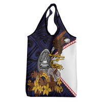 American Samoa Eagle Kava Bowl Grocery Bag Plumeria Polynesian Pattern LT01 - Polynesian Pride