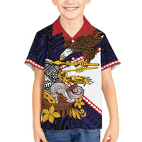 American Samoa Eagle Kava Bowl Kid Hawaiian Shirt Plumeria Polynesian Pattern LT01 Kid Black - Polynesian Pride