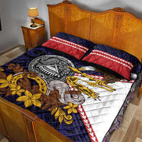 American Samoa Eagle Kava Bowl Quilt Bed Set Plumeria Polynesian Pattern
