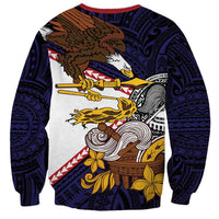American Samoa Eagle Kava Bowl Sweatshirt Plumeria Polynesian Pattern