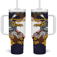 American Samoa Eagle Kava Bowl Tumbler With Handle Plumeria Polynesian Pattern LT01 One Size: 40 oz Black - Polynesian Pride