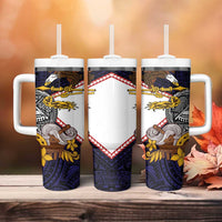 American Samoa Eagle Kava Bowl Tumbler With Handle Plumeria Polynesian Pattern LT01 - Polynesian Pride