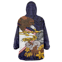 American Samoa Eagle Kava Bowl Wearable Blanket Hoodie Plumeria Polynesian Pattern LT01 - Polynesian Pride