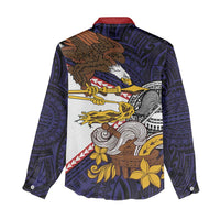 American Samoa Eagle Kava Bowl Women Casual Shirt Plumeria Polynesian Pattern LT01 - Polynesian Pride