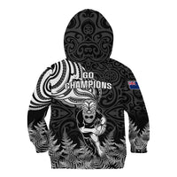 New Zealand Silver Fern Rugby Kid Hoodie Maori Tiki Player With Ta Moko Tribal LT01 - Polynesian Pride