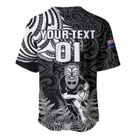 Custom New Zealand Silver Fern Rugby Baseball Jersey Maori Tiki Player With Ta Moko Tribal LT01 - Polynesian Pride