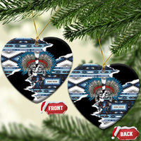 Native American Chief Skull With Axe Ceramic Ornament - Polynesian Pride