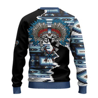 Native American Chief Skull With Axe Ugly Christmas Sweater - Polynesian Pride