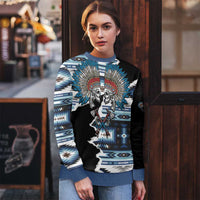 Native American Chief Skull With Axe Ugly Christmas Sweater - Polynesian Pride