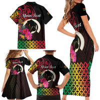 Personalised Vanuatu Port Vila Stay Strong Family Matching Short Sleeve Bodycon Dress and Hawaiian Shirt Long God Yumi Stanap LT01 - Polynesian Pride