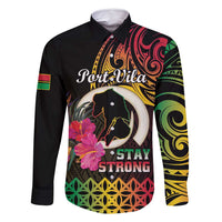Personalised Vanuatu Port Vila Stay Strong Family Matching Tank Maxi Dress and Hawaiian Shirt Long God Yumi Stanap LT01 Dad's Shirt - Long Sleeve Black - Polynesian Pride