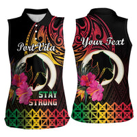 Personalised Vanuatu Port Vila Stay Strong Women Sleeveless Polo Shirt Long God Yumi Stanap LT01 - Polynesian Pride