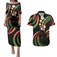 Hawaii Map Kanaka Maoli Couples Matching Puletasi and Hawaiian Shirt Fantastic Frangipani Reggae LT01 Reggae - Polynesian Pride