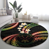 Hawaii Map Kanaka Maoli Round Carpet Fantastic Frangipani Reggae
