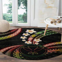 Hawaii Map Kanaka Maoli Round Carpet Fantastic Frangipani Reggae