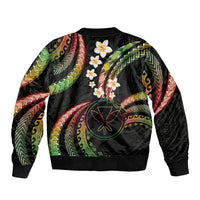 Hawaii Map Kanaka Maoli Sleeve Zip Bomber Jacket Fantastic Frangipani Reggae