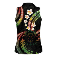 Hawaii Map Kanaka Maoli Women Sleeveless Polo Shirt Fantastic Frangipani Reggae