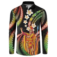 Hawaii King Kamehameha Button Sweatshirt Fantastic Plumeria Reggae