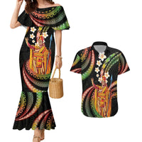 Hawaii King Kamehameha Couples Matching Mermaid Dress and Hawaiian Shirt Fantastic Plumeria Reggae