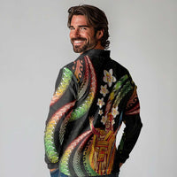 Hawaii King Kamehameha Long Sleeve Polo Shirt Fantastic Plumeria Reggae