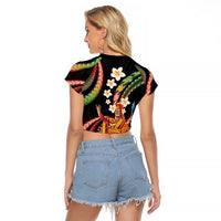 Hawaii King Kamehameha Raglan Cropped T Shirt Fantastic Plumeria Reggae