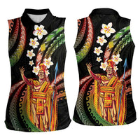 Hawaii King Kamehameha Women Sleeveless Polo Shirt Fantastic Plumeria Reggae