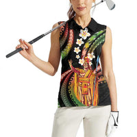 Hawaii King Kamehameha Women Sleeveless Polo Shirt Fantastic Plumeria Reggae